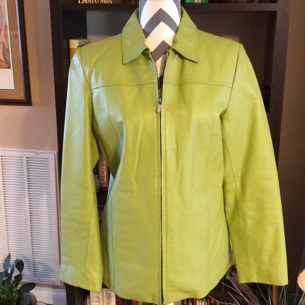 Vintage Marc Mathis Spring Green Leather Coat MEDIUM